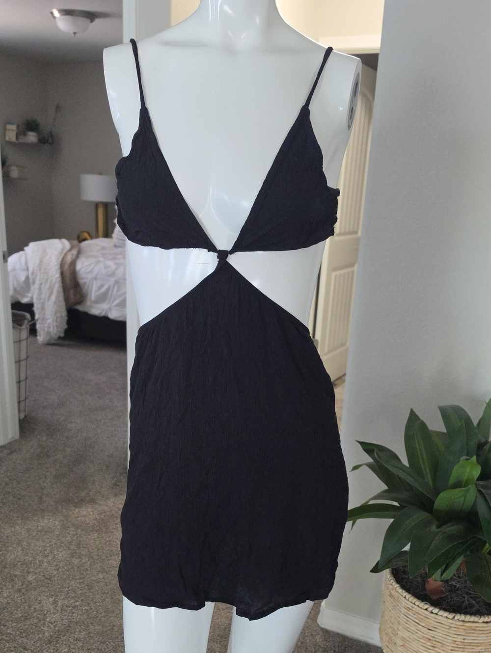 wild fable Black Cutout Spaghetti-Strap Swim Coverup Mini